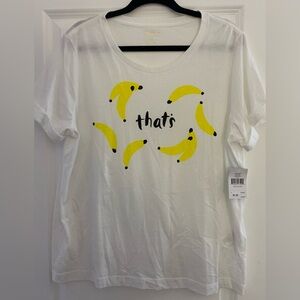 Kate Spade White Tee with Yellow Banana Motif